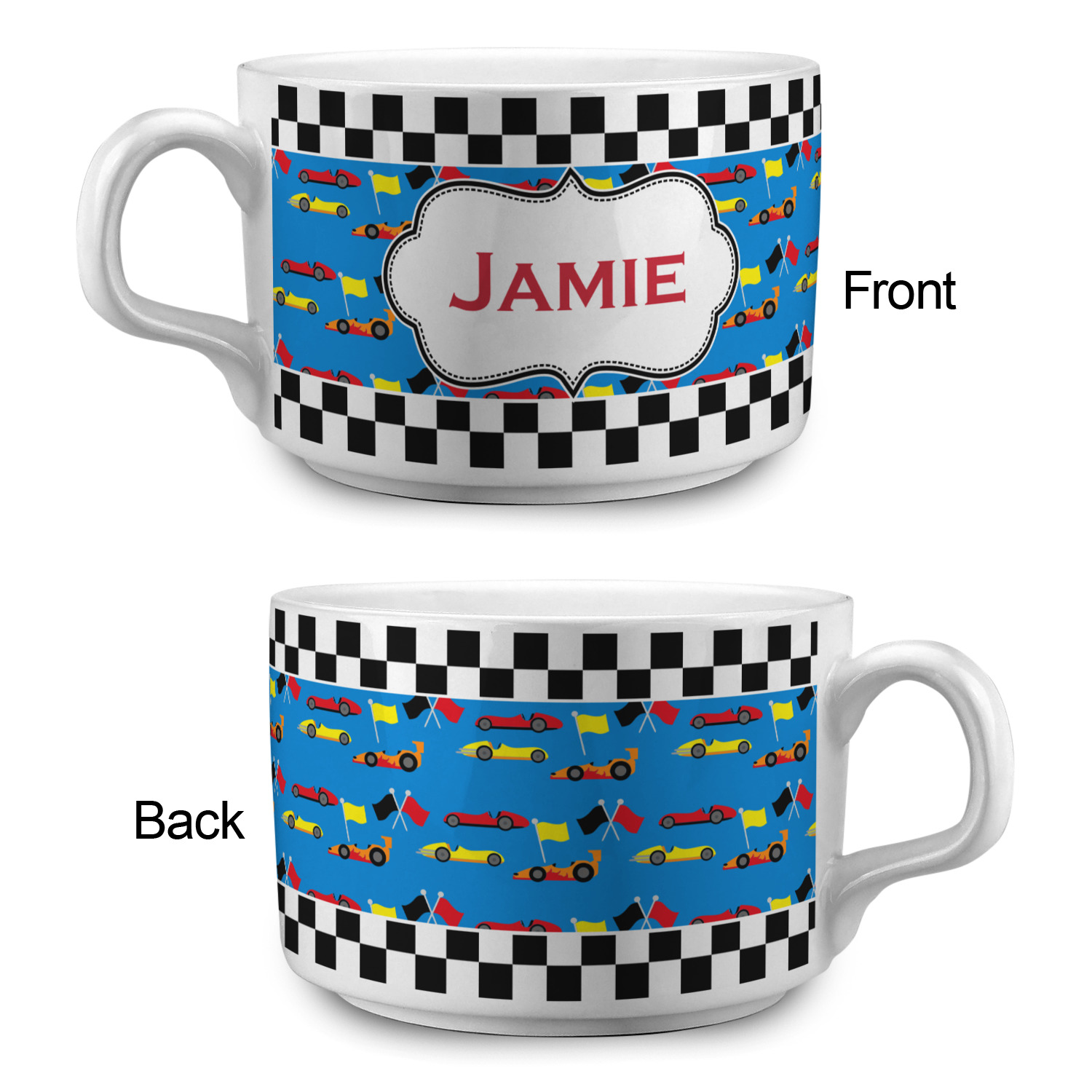 Checkers & Racecars Tea Cups (Personalized) YouCustomizeIt