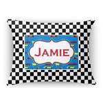 Checkers & Racecars Rectangular Throw Pillow Case - 12"x18" (Personalized)