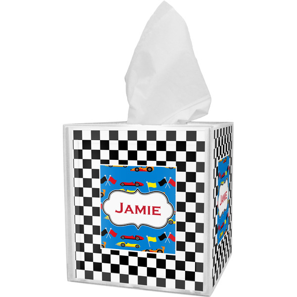 Custom Checkers & Racecars Tissue Box Cover (Personalized)