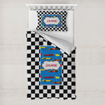 Checkers & Racecars Toddler Bedding w/ Name or Text