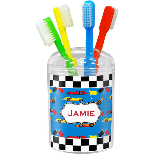Custom Checkers & Racecars Toothbrush Holder (Personalized)