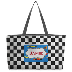 Checkers & Racecars Beach Totes Bag - w/ Black Handles (Personalized)