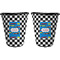 Checkers & Racecars Trash Can Black - Front and Back - Apvl