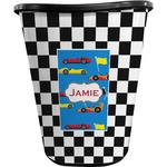 Checkers & Racecars Waste Basket - Double Sided (Black) (Personalized)