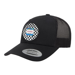 Checkers & Racecars Trucker Hat - Black (Personalized)