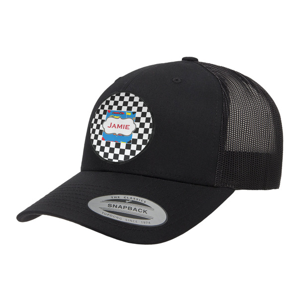 Custom Checkers & Racecars Trucker Hat - Black (Personalized)