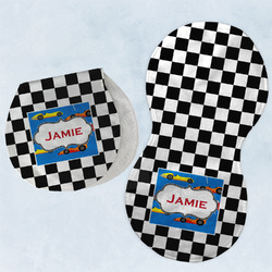 Checkers & Racecars Burp Pads - Velour - Set of 2 w/ Name or Text
