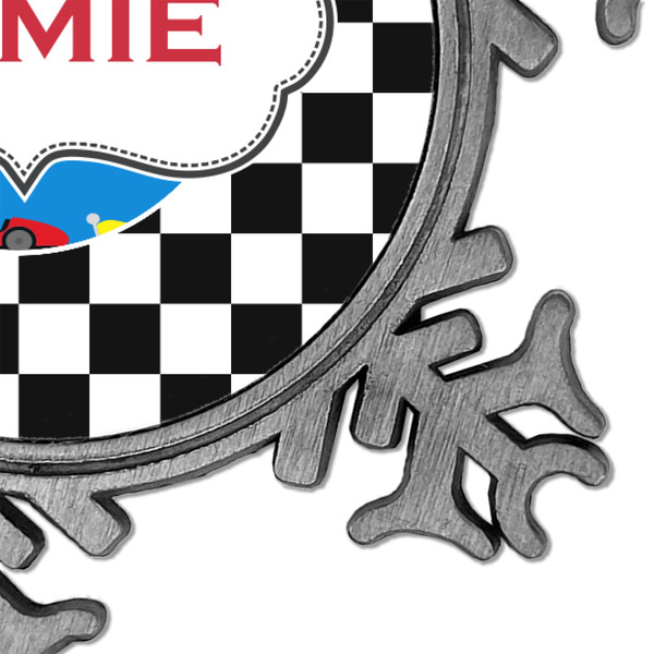 Checkers & Racecars Vintage Snowflake - Detail