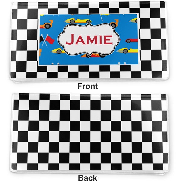 Checkers & Racecars Vinyl Check Book Cover - Front and Back