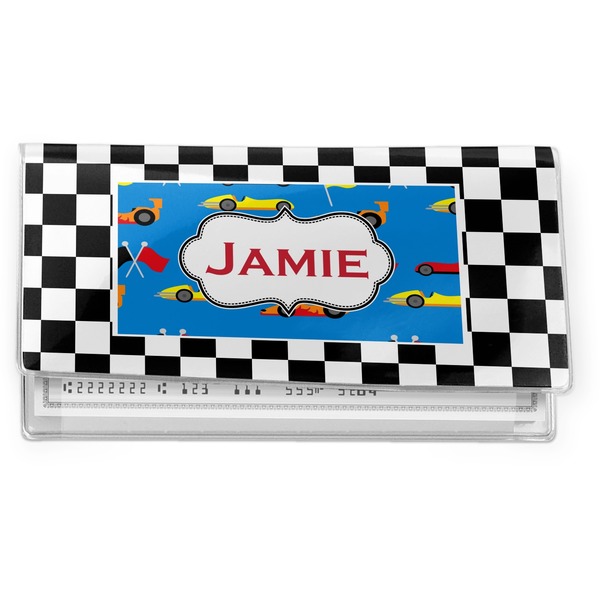 Custom Checkers & Racecars Vinyl Checkbook Cover (Personalized)