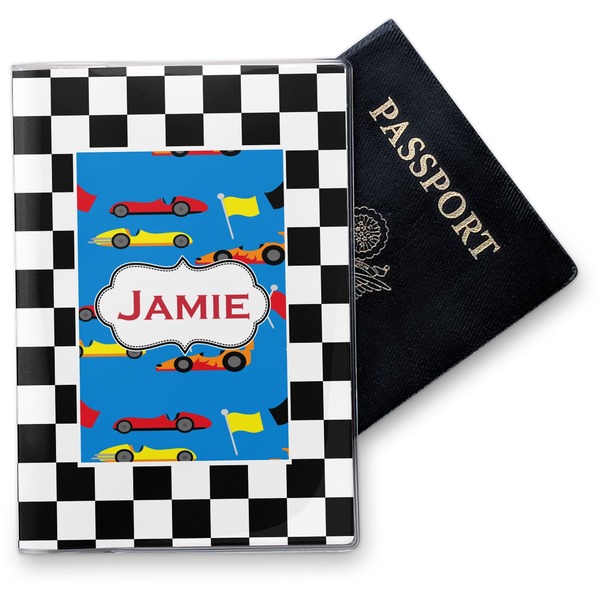 Custom Checkers & Racecars Vinyl Passport Holder (Personalized)