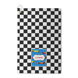 Checkers & Racecars Waffle Weave Golf Towel (Personalized)