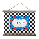Checkers & Racecars Wall Hanging Tapestry - Wide (Personalized)