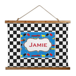 Checkers & Racecars Wall Hanging Tapestry - Wide (Personalized)