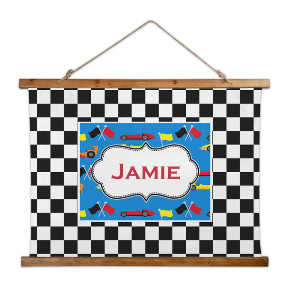 Custom Checkers & Racecars Wall Hanging Tapestry - Wide (Personalized)