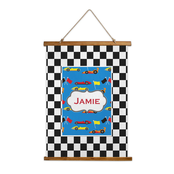 Custom Checkers & Racecars Wall Hanging Tapestry - Tall (Personalized)