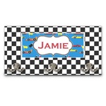 Checkers & Racecars Wall Mounted Coat Rack (Personalized)
