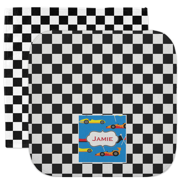 Custom Checkers & Racecars Facecloth / Wash Cloth (Personalized)