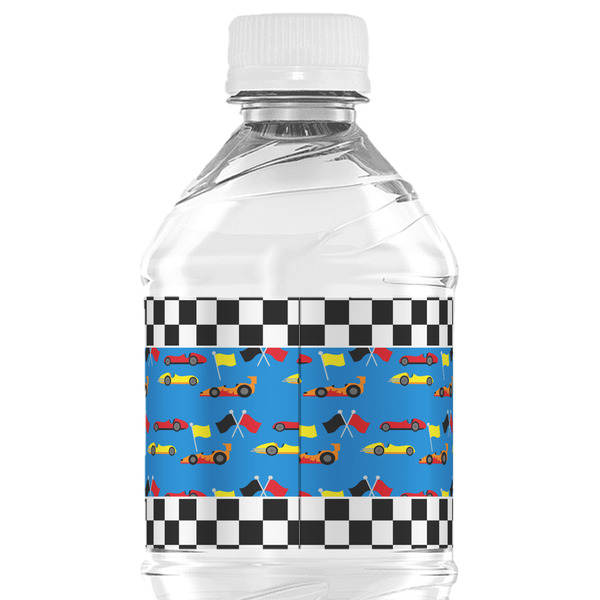 Checkers & Racecars Water Bottle Label - Back View
