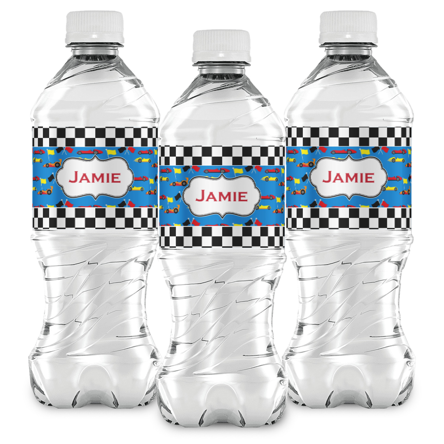 https://www.youcustomizeit.com/common/MAKE/357472/Checkers-Racecars-Water-Bottle-Labels-Front-View.jpg?lm=1653682822
