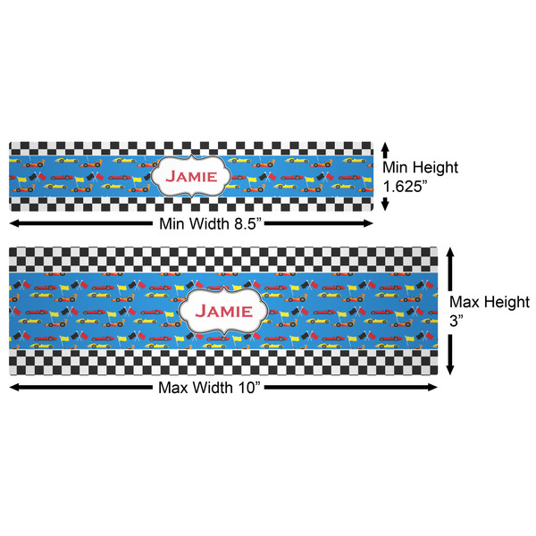 Checkers & Racecars Water Bottle Labels w/ Dimensions