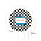 Checkers & Racecars White Plastic 4" Food Pick - Round - Single Sided - Front & Back