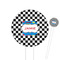Checkers & Racecars 6" Round Plastic Food Picks - White - Single Sided (Personalized)
