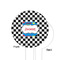 Checkers & Racecars White Plastic 6" Food Pick - Round - Single Sided - Front & Back