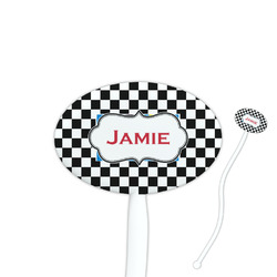 Checkers & Racecars Oval Plastic Stir Sticks (Personalized)