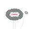 Checkers & Racecars White Plastic 7" Stir Stick - Oval - Closeup