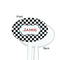 Checkers & Racecars White Plastic 7" Stir Stick - Single Sided - Oval - Front & Back