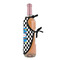 Checkers & Racecars Wine Bottle Apron - DETAIL WITH CLIP ON NECK