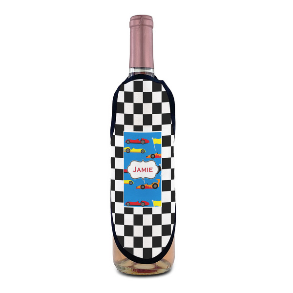 Checkers & Racecars Wine Bottle Apron - IN CONTEXT