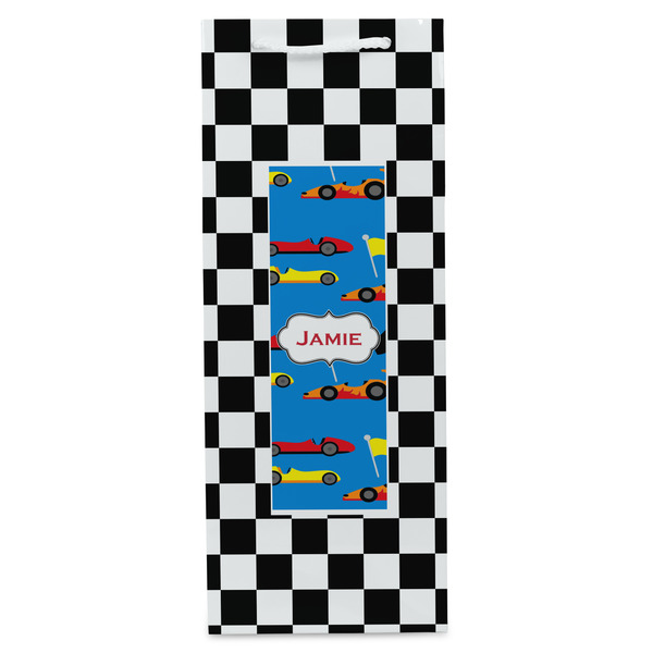 Checkers & Racecars Wine Gift Bag - Gloss - Front