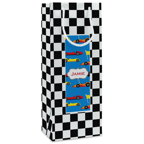 Custom Checkers & Racecars Wine Gift Bags - Gloss (Personalized)