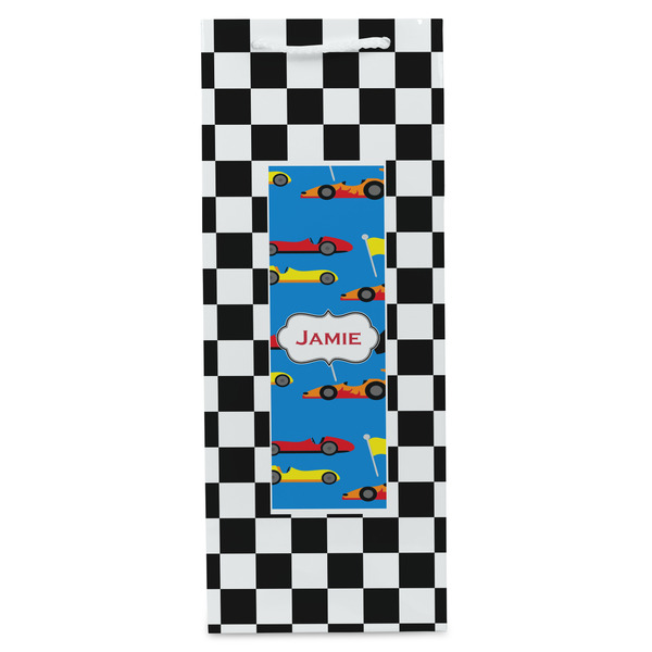 Checkers & Racecars Wine Gift Bag - Matte - Front