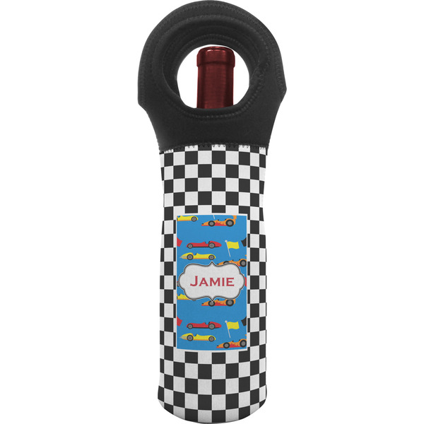 Custom Checkers & Racecars Wine Tote Bag (Personalized)