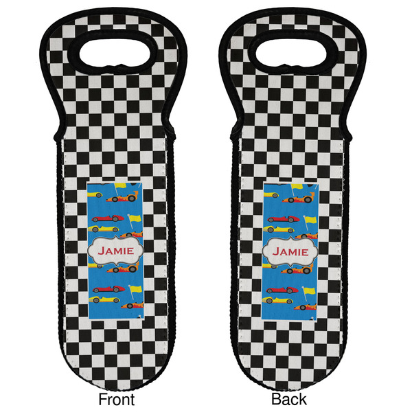 Checkers & Racecars Wine Tote Front & Back