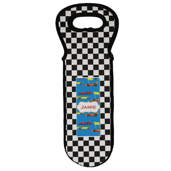 Custom Checkers & Racecars Wine Tote Bag (Personalized)