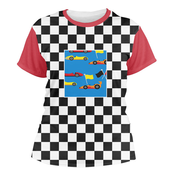 Custom Checkers & Racecars Women's Crew T-Shirt - Large