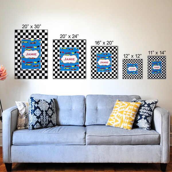 Checkers & Racecars Wood Prints - Size Comparison
