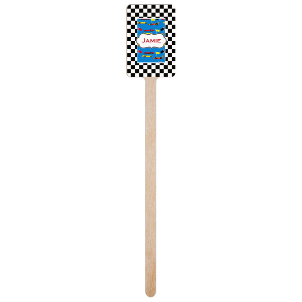 Checkers & Racecars Wooden 6.25" Stir Stick - Rectangular - Single Stick