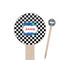 Checkers & Racecars Wooden 6" Food Pick - Round - Closeup