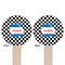 Checkers & Racecars Wooden 6" Food Pick - Round - Double Sided - Front & Back