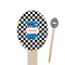 Checkers & Racecars Wooden Food Pick - Oval - Closeup