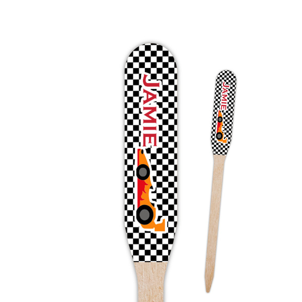 Custom Checkers & Racecars Paddle Wooden Food Picks (Personalized)