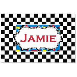 Checkers & Racecars Woven Mat (Personalized)