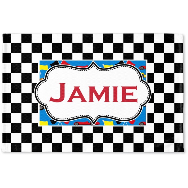 Custom Checkers & Racecars Woven Mat (Personalized)