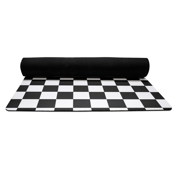 Checkers & Racecars Yoga Mat Rolled up Black Rubber Backing