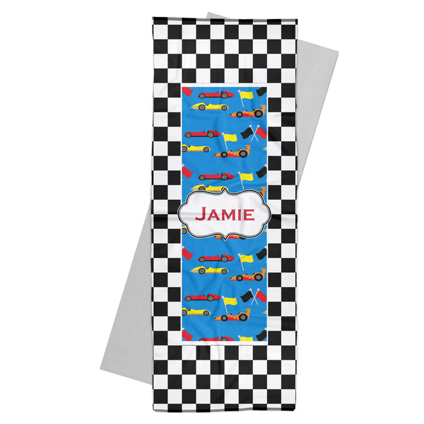 Custom Checkers & Racecars Yoga Mat Towel (Personalized)